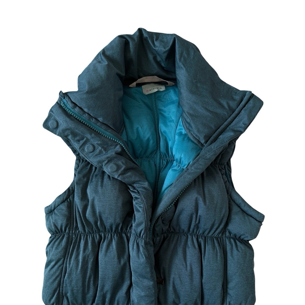 Athleta Down Puffer Vest Womens Small Green Gorpcore Outdoor Hiking Travel Soft - Picture 2 of 8